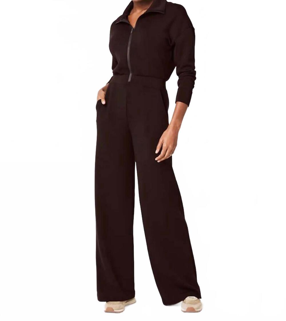 NEW SPANX aire wide leg jumpsuit in truffle brown